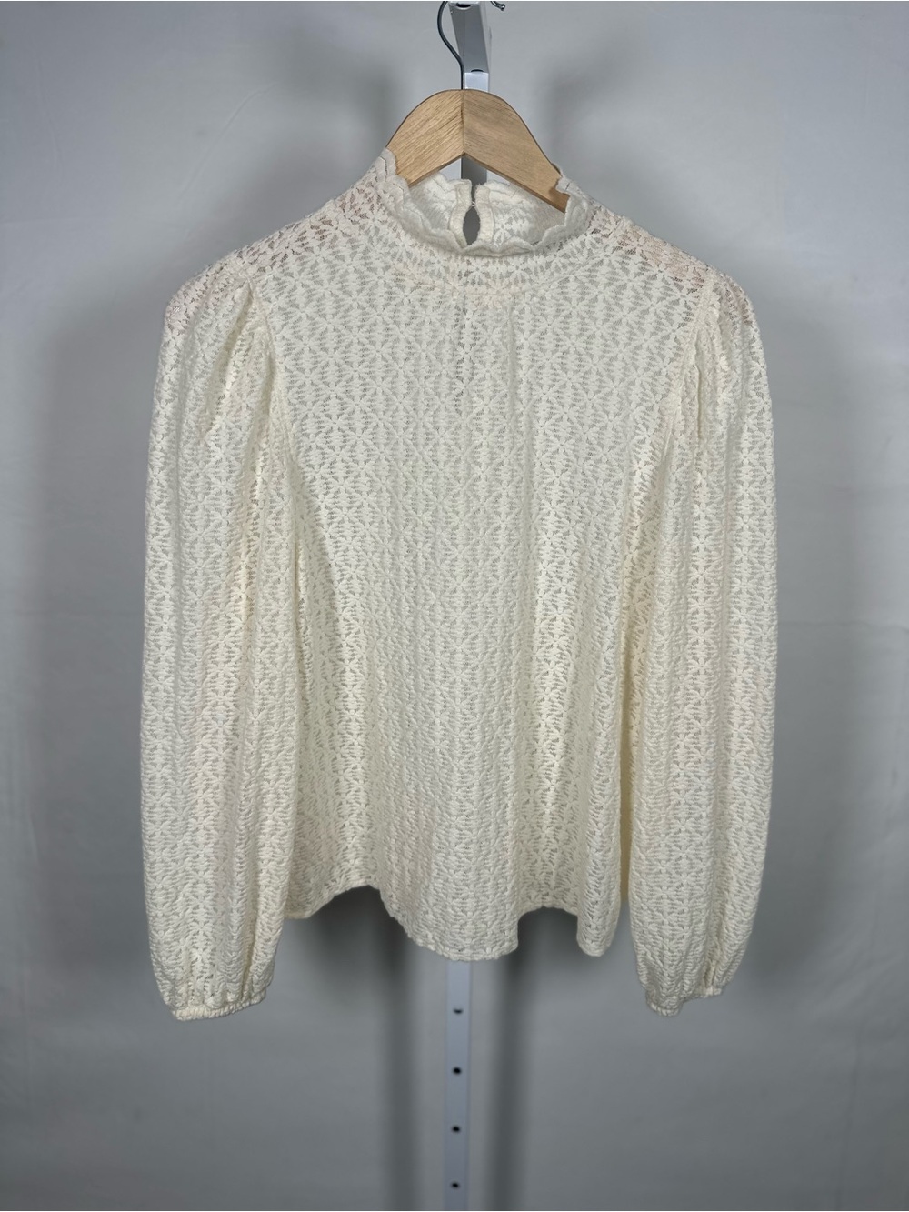 LOFT Ivory Lace Mock-Neck Blouse - Picture 2 of 7